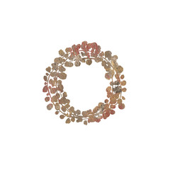 Obraz premium Bronze wedding rustic wreath , rural restaurant banner background with natural bronze foil textures. For wedding card, greeting cards and creation of hipster labels and natural eco and bio shops.