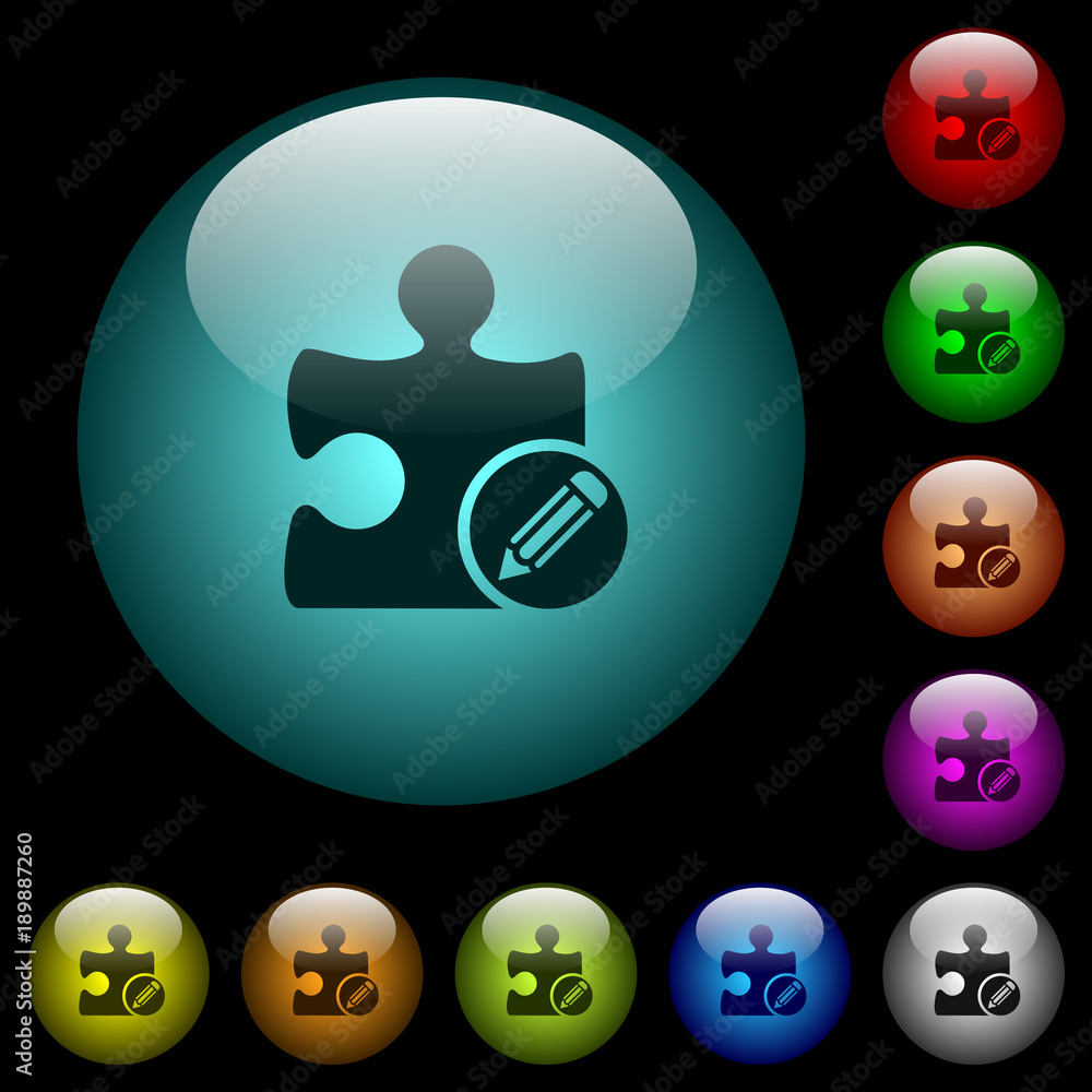 Poster edit plugin icons in color illuminated glass buttons