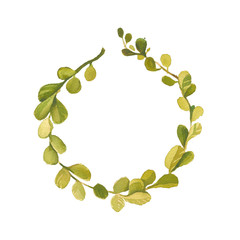 Watercolor wedding rustic wreath painting art, rural restaurant banner background with natural watercolor splash textures.