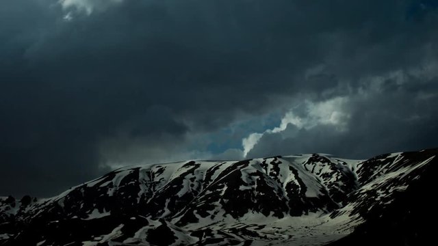 Storm Clouds Moving Fast Over The Mountain Range. Close Up. Nakhchivan