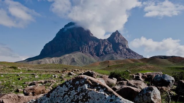 Sacred Snake Mountain - Ilandag Peak Summer Time Lapse. Nakhchivan Landmark