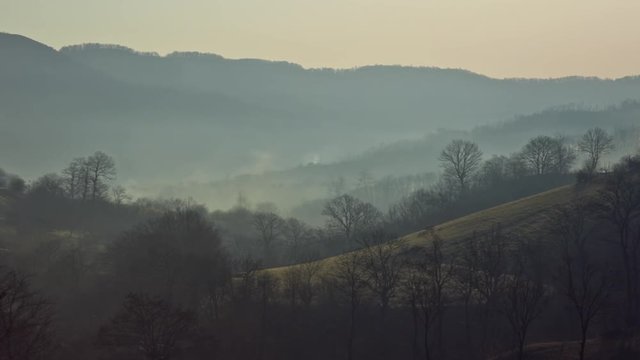 Fog In Autumn Hills.talysh Mountains In Autumn. Zommin