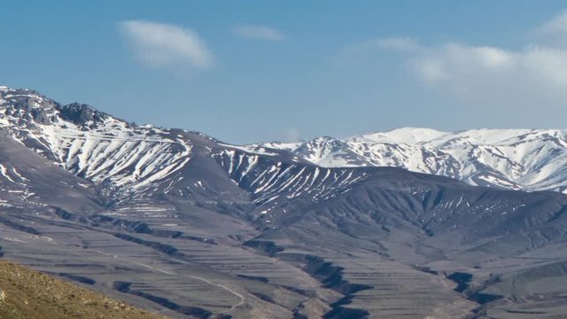 Talysh Mountains Sunset Time. Long Panoramic Time Lapse