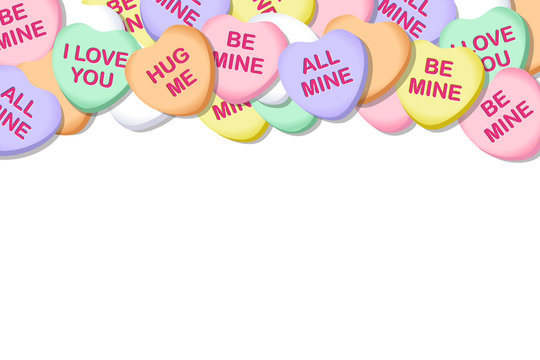 Valentines Day Candy Hearts Vector Background Border 1