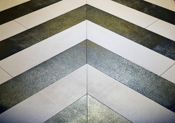 Shiny gold and silver chevron floor