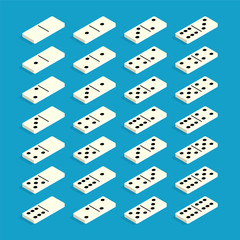 Domino set in isometric. Vector illustration. Flat style