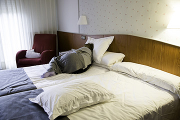 Fototapeta na wymiar Woman sleeping in bed