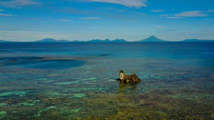 Aerial Drone image at Kimbe Island in Papua New Guinea viewing the Bismarck Archipelago