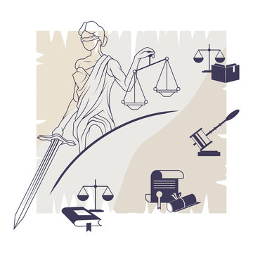Femida -lady of justice. Lady Lawyer logo. Themis emblem