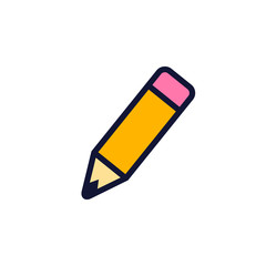 Pencil Color Icon, Vector Flat Style Isolated illustration