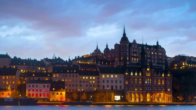 Time lapse of "Mariaberget" on Sodermalm in central Stockholm, Sweden