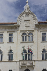 TROGIR, CROATIA: Architectural view of the ancient venetian building that host the primary school...