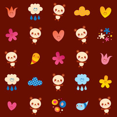 Obraz premium baby panda bears flowers clouds