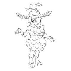 Sheep fermale hand drawn vector illustration