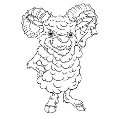 Sheep goat male hand drawn vector illustration