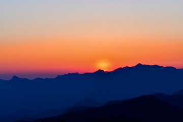 大台ケ原山で見た日没直前の情景