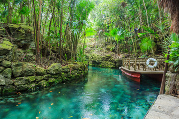 Blue river in Xcaret, Mexico