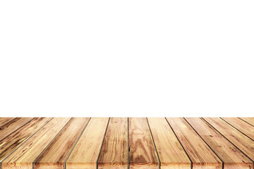 Old wood table on white background