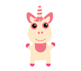 Cute sweet pink unicorn isolated