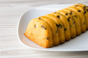 Sweet bread with raisins baked for christmas 