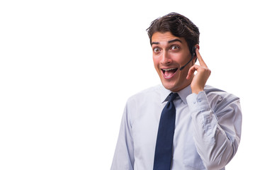 Man with headset isolated on white background