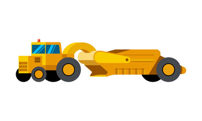 Tractor scraper minimalistic icon isolated. Construction equipment isolated vector. Heavy equipment vehicle. Color icon illustration on white background.