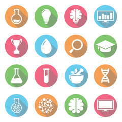 Laboratory, education, herbal, brain, monitor flat icon vector design