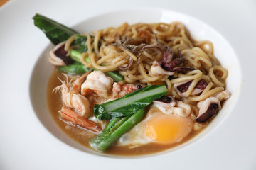 Fried noodle with soy sauce , hokkien mee Asian food