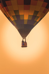 background of the sunset, Silhouette hot air balloon over mountains in sunset sky