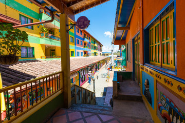 Colombia Medellin, Guatape town, street of the historic center
