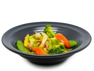 Carrots, broccoli , tomatoes , Fried Vegetables. (clipping path)