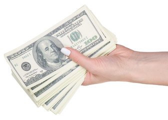 The money dollars in hand