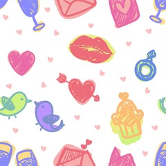 seamless pattern about valentines day. valentines day seamless pattern. background for valentines day. Vector Illustration.