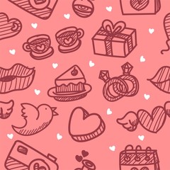 seamless pattern about valentines day. valentines day seamless pattern. background for valentines day. Vector Illustration.