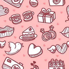 seamless pattern about valentines day. valentines day seamless pattern. background for valentines day. Vector Illustration.