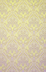 Textured Fabric Background with Floral Swirls and Paisley Designs