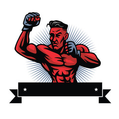 MMA Fighter Logo Design Template