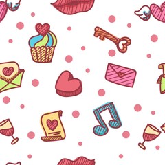 seamless pattern about valentines day. valentines day seamless pattern. background for valentines day. Vector Illustration.