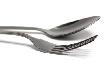 Fork and Spoon closup on White