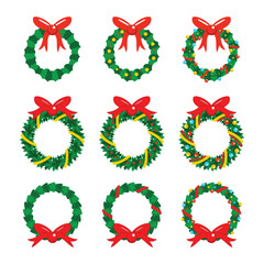 Christmas Garlands Icon Vector Illustration Set