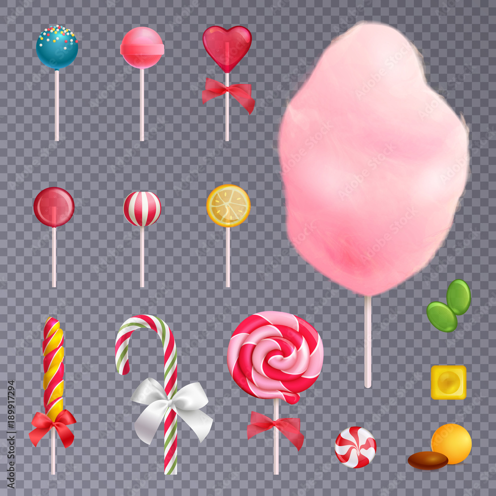 Poster Realistic Sweets Transparent Background Set