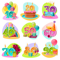 Anniversary Candle Numbers Retro Set