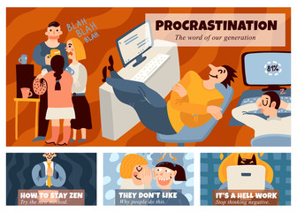 Office Work Horizontal Banners Set