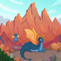 Dragons Family Cartoon Composition