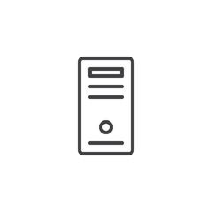 PC case line icon, outline vector sign, linear style pictogram isolated on white. Computer tower symbol, logo illustration. Editable stroke
