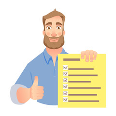 man holding checklist