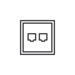 Plug socket line icon, outline vector sign, linear style pictogram isolated on white. Network socket symbol, logo illustration. Editable stroke