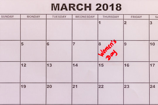  Women's day, March 8.Calendar data ilustration