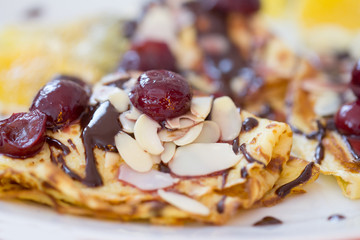 fruit pancakes closeup