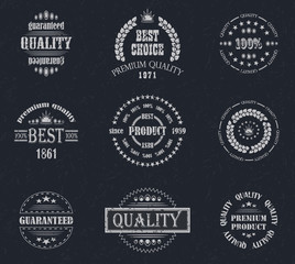 Premium quality labels set. Retro Vintage Design. Grunge background